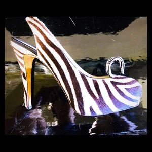 Brian Atwood Zebra pony hair slingbacks..